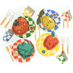 Little Chef Dessert Party Plates (x12) | Kids Cooking & Baking Birthday Party Supplies | Fruit Veggie Shaped Paper Plates