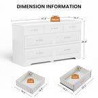 Modern 3 Drawer Bedroom Chest of Drawers with 7 Drawers Dresser Clothes Organizer -Metal Pulls White, 47.6″L x 15.7″W x 26.6″H