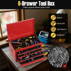 24 Inch Tool Chest Case with 6 Drawers and Top Storage for Garage Repair Shop & Warehouse