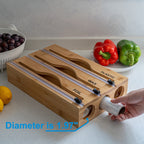 Simple wall-mounted bamboo and wood cling film cutter kitchen supplies multi-grid multi-layer scribing knife two-way cutter