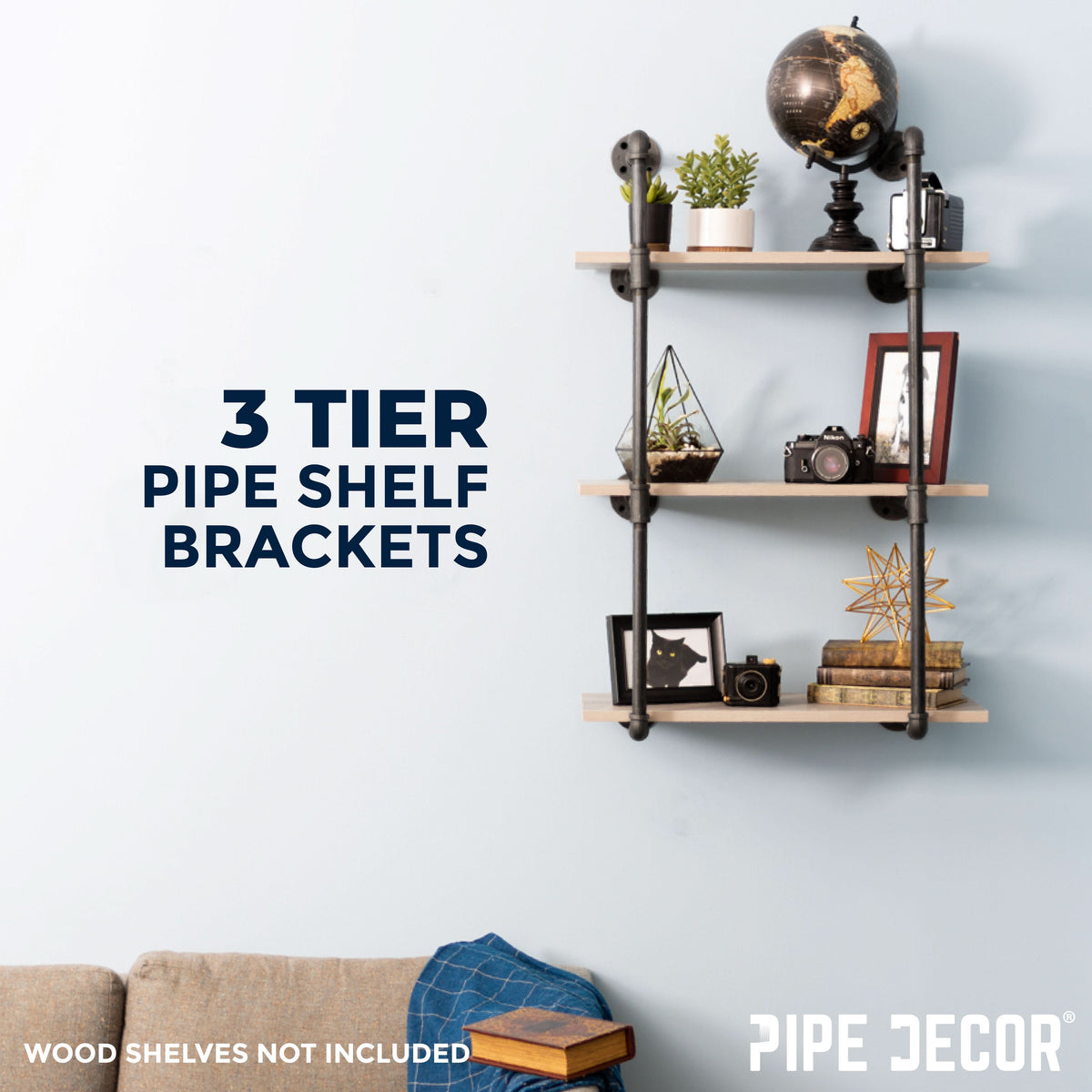3 -Tier Wall Mounted Shelf By PIPE DECOR