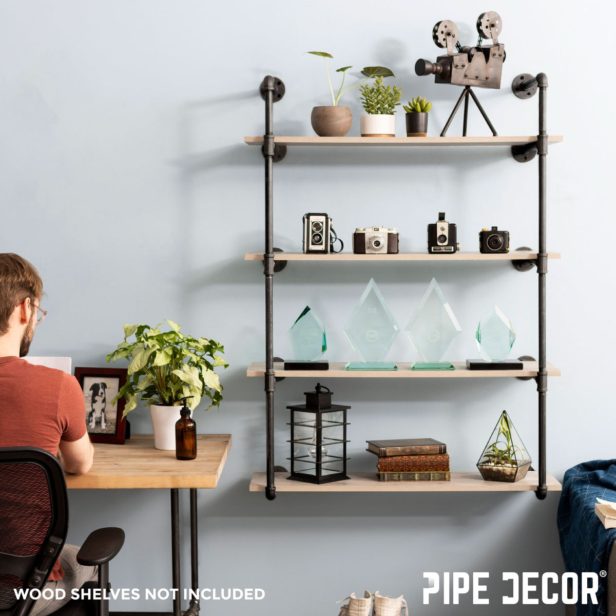 4 -Tier Wall Mounted Shelf By PIPE DECOR