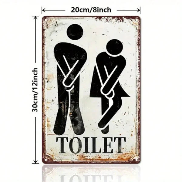 Vintage-Style Metal Sign – Humorous Toilet Design with Male/Female Figures
，