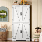 Storage Cabinet Adjustable Shelf, Farmhouse Kitchen Pantry Bathroom 4 Doors,