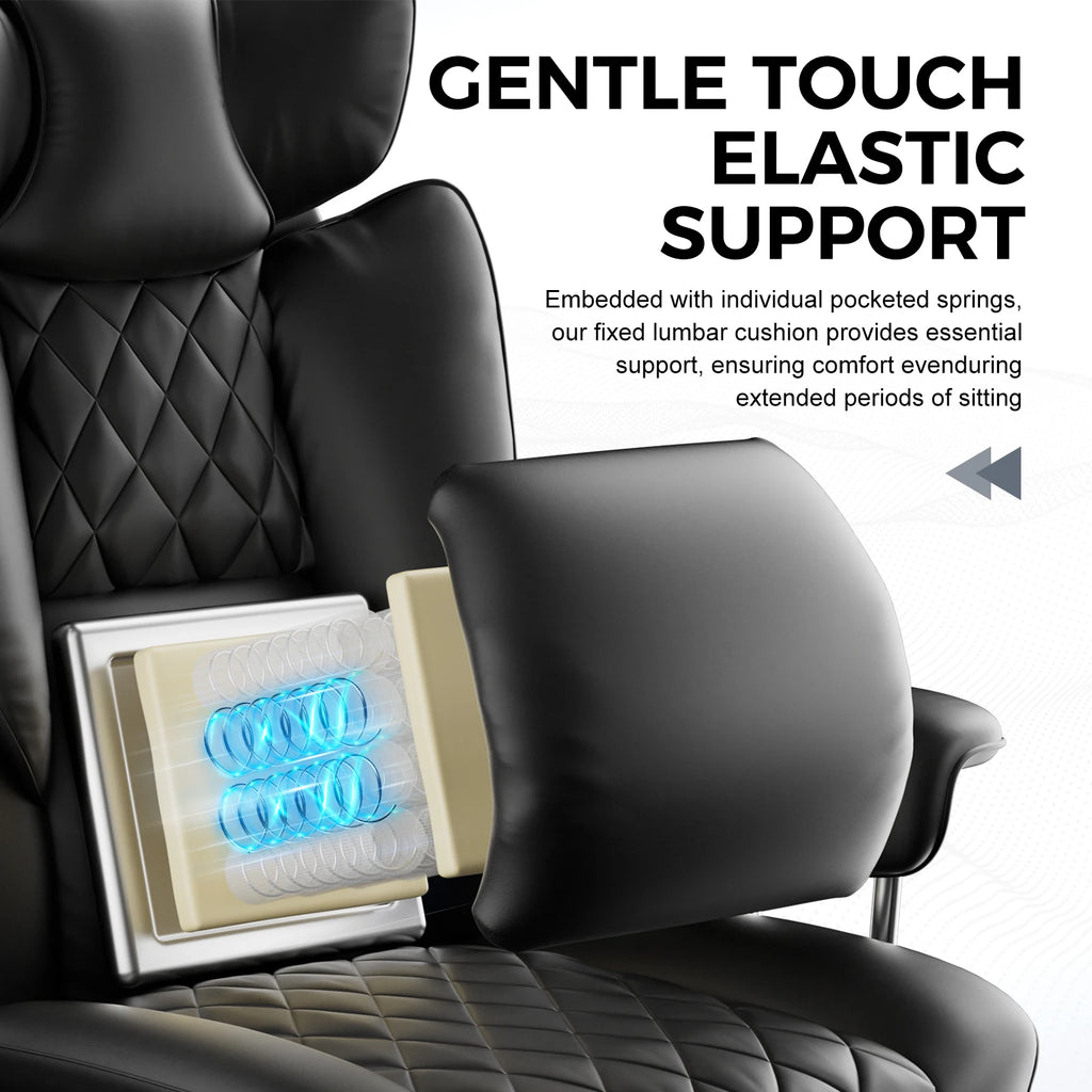 Big and Tall Gaming Chair with Pocket Spring Lumbar Support, Ergonomic Office Chair with Footrest