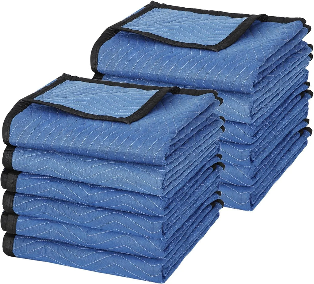 Moving Blankets 12 Pack,80’’x 72’’(35 lb/dz Weight) Quilted Shipping Furniture Pads