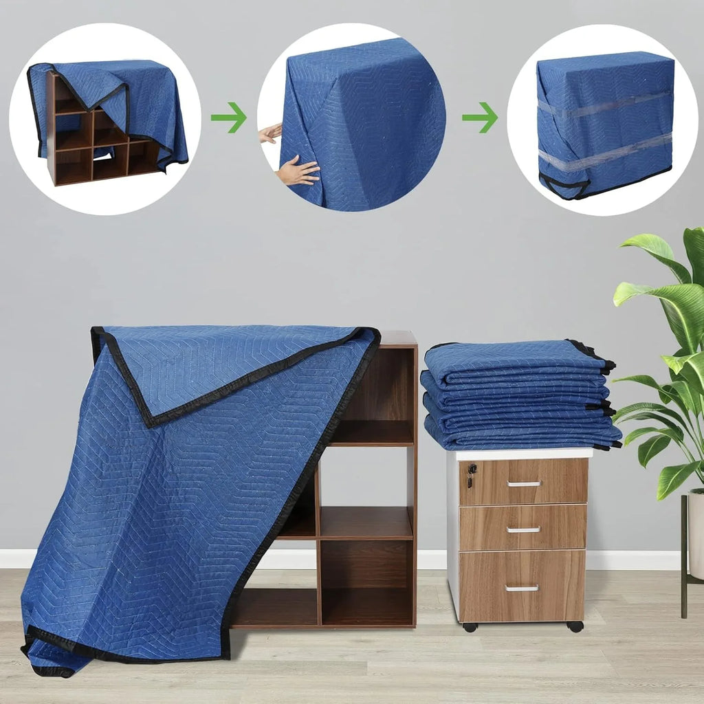 Moving Blankets 12 Pack,80’’x 72’’(35 lb/dz Weight) Quilted Shipping Furniture Pads