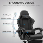 Gaming Chair with Footrest, Lumbar Support, Adjustable Height, Swivel, Headrest for Office/Gaming