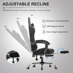 Gaming Chair with Footrest, Lumbar Support, Adjustable Height, Swivel, Headrest for Office/Gaming