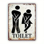 Vintage-Style Metal Sign – Humorous Toilet Design with Male/Female Figures
，