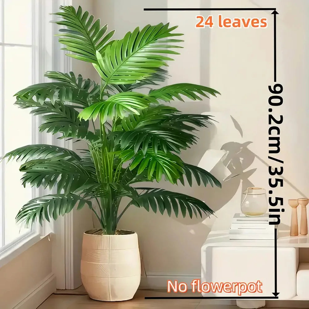 35-inch artificial giant palm tree  2 pieces lifelike green leaves