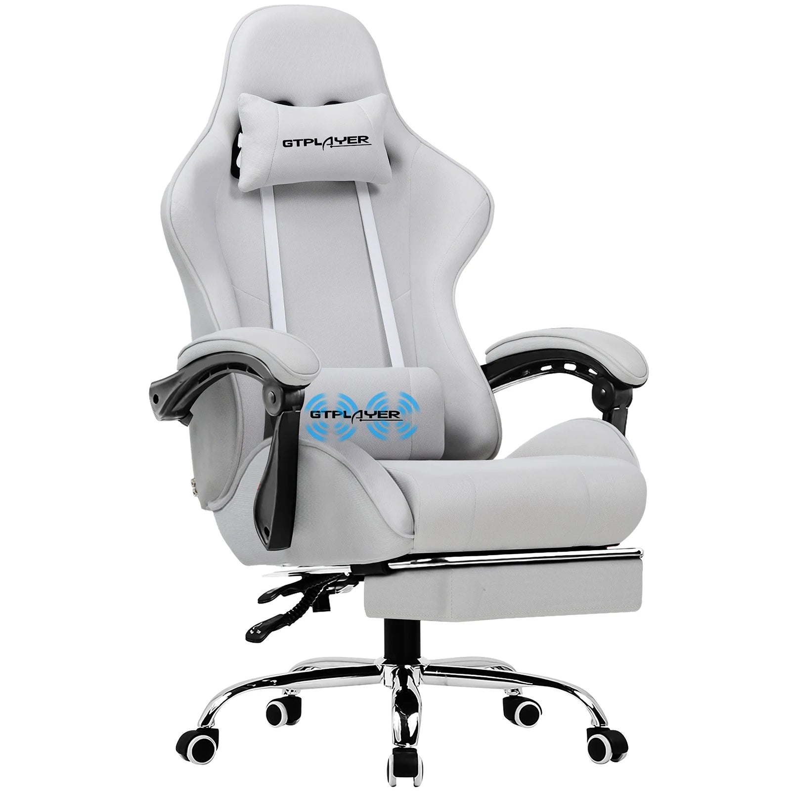 Gaming Chair with Footrest, Lumbar Support, Adjustable Height, Swivel, Headrest for Office/Gaming