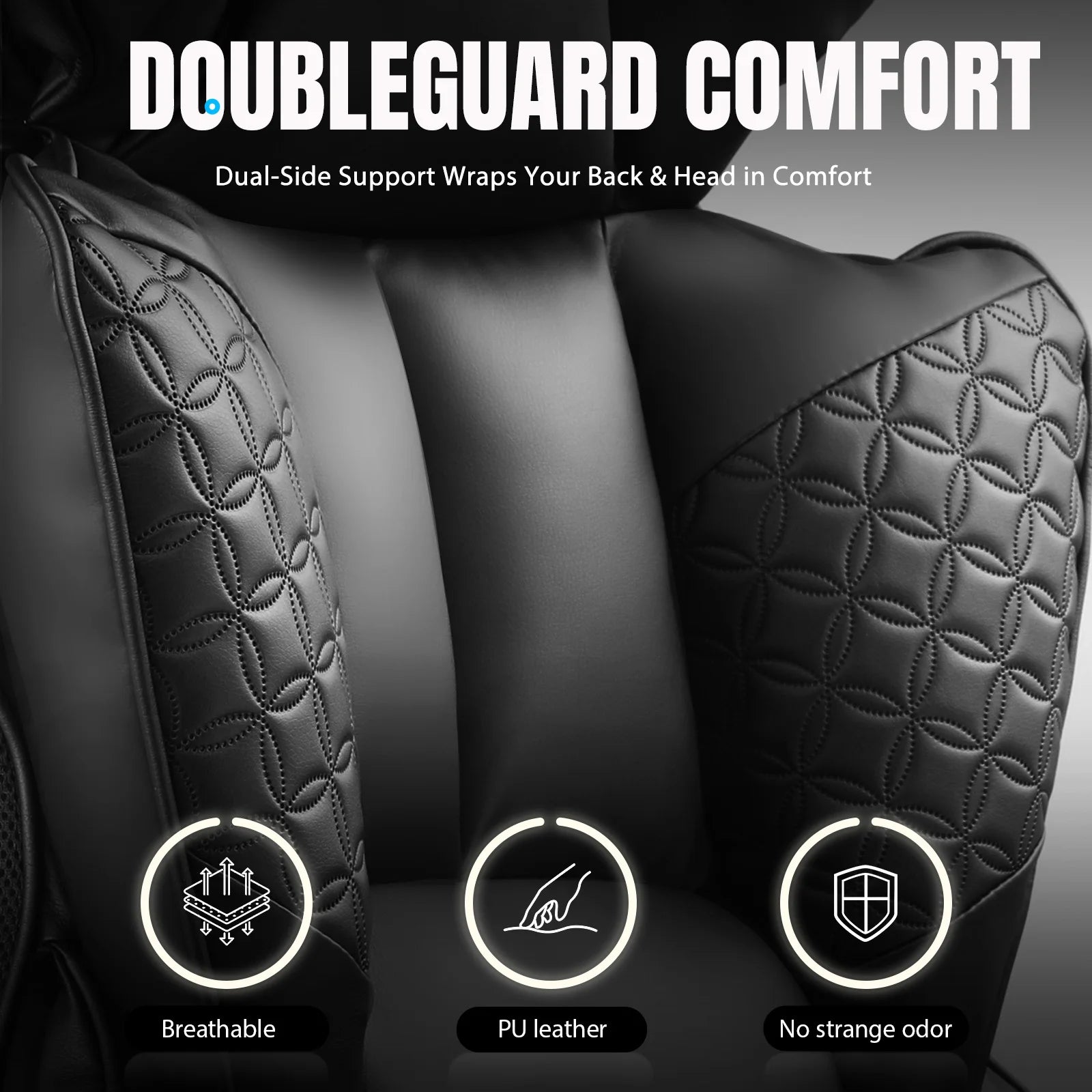 Office Chair Ergonomic Leather High Back Gaming Chair with Footrest, Adjustable Armrests