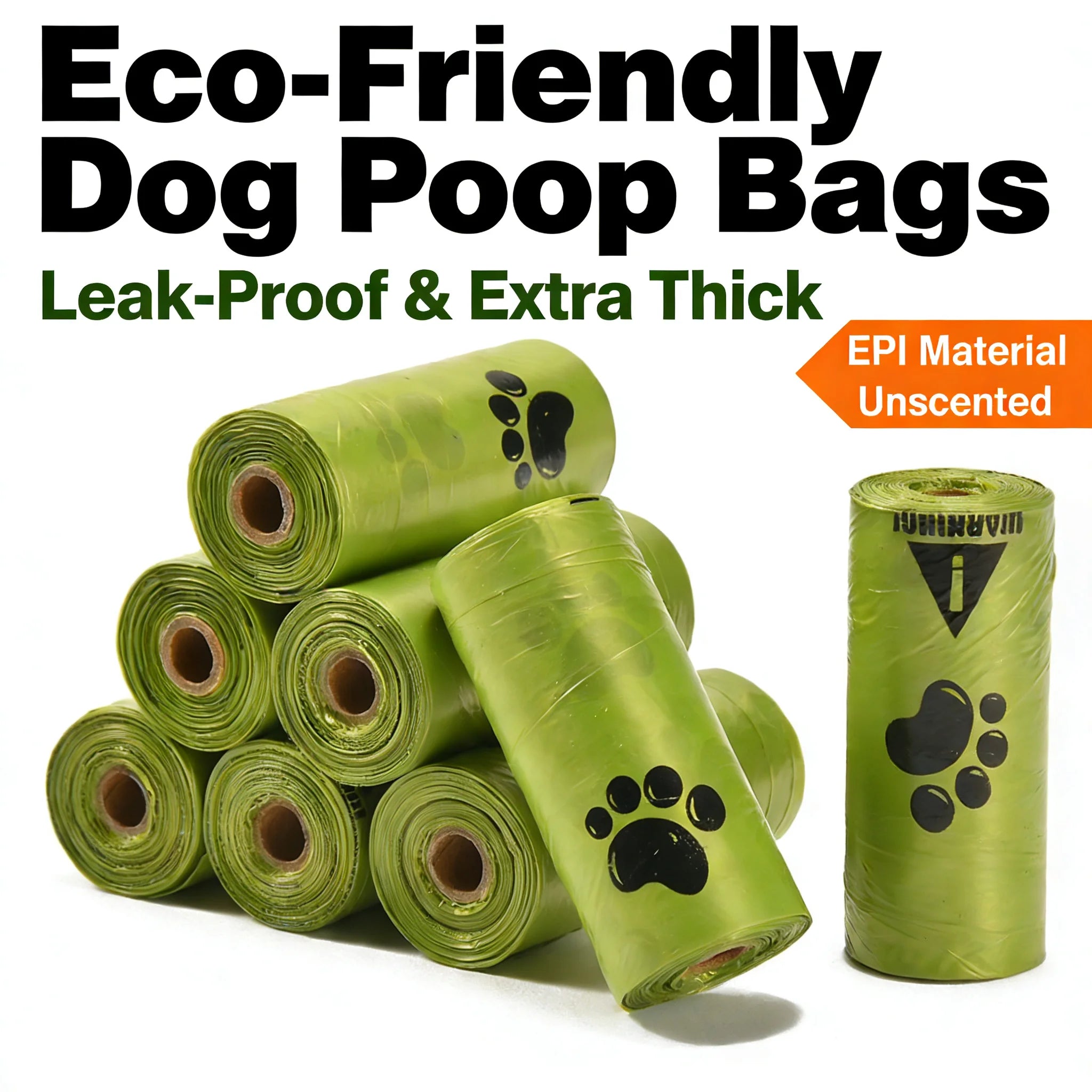 Eco-Friendly Dog Poop Bags Leak-Proof Extra Thick EPI Material Unscented