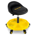 20 Inch-25 Inch Height Adjustable Rolling Garage Stool with Tool Tray Storage-Yellow