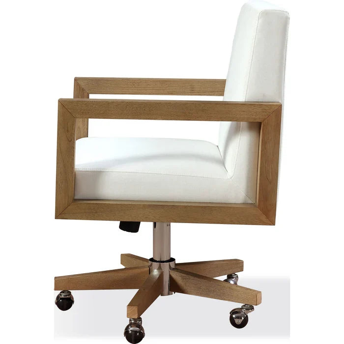 Seabourne Solid Wood Frame Home Office Chair with White Canvas