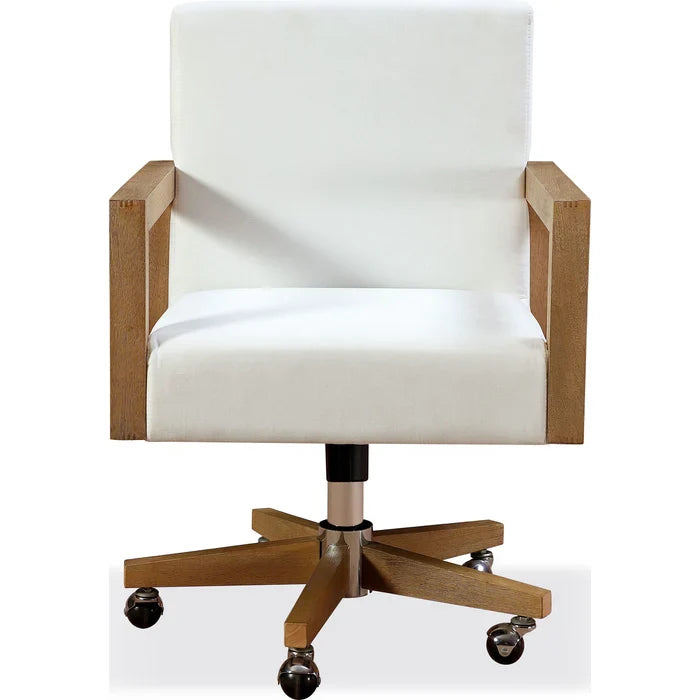 Seabourne Solid Wood Frame Home Office Chair with White Canvas