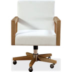 Seabourne Solid Wood Frame Home Office Chair with White Canvas