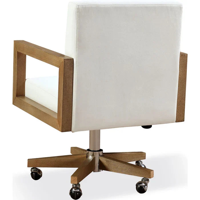 Seabourne Solid Wood Frame Home Office Chair with White Canvas