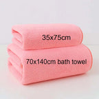 Fleece Thick Bath Towel Set, Solid Color, Soft and Absorbent,