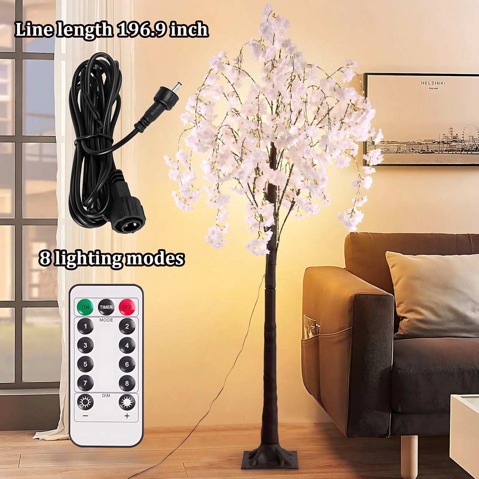 Cherry Blossom Tree Light, 6ft 450 LED Warm Lights
