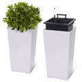 2pcs Outdoor Indoor Planter Pots with Drainage Holes Auto Watering,