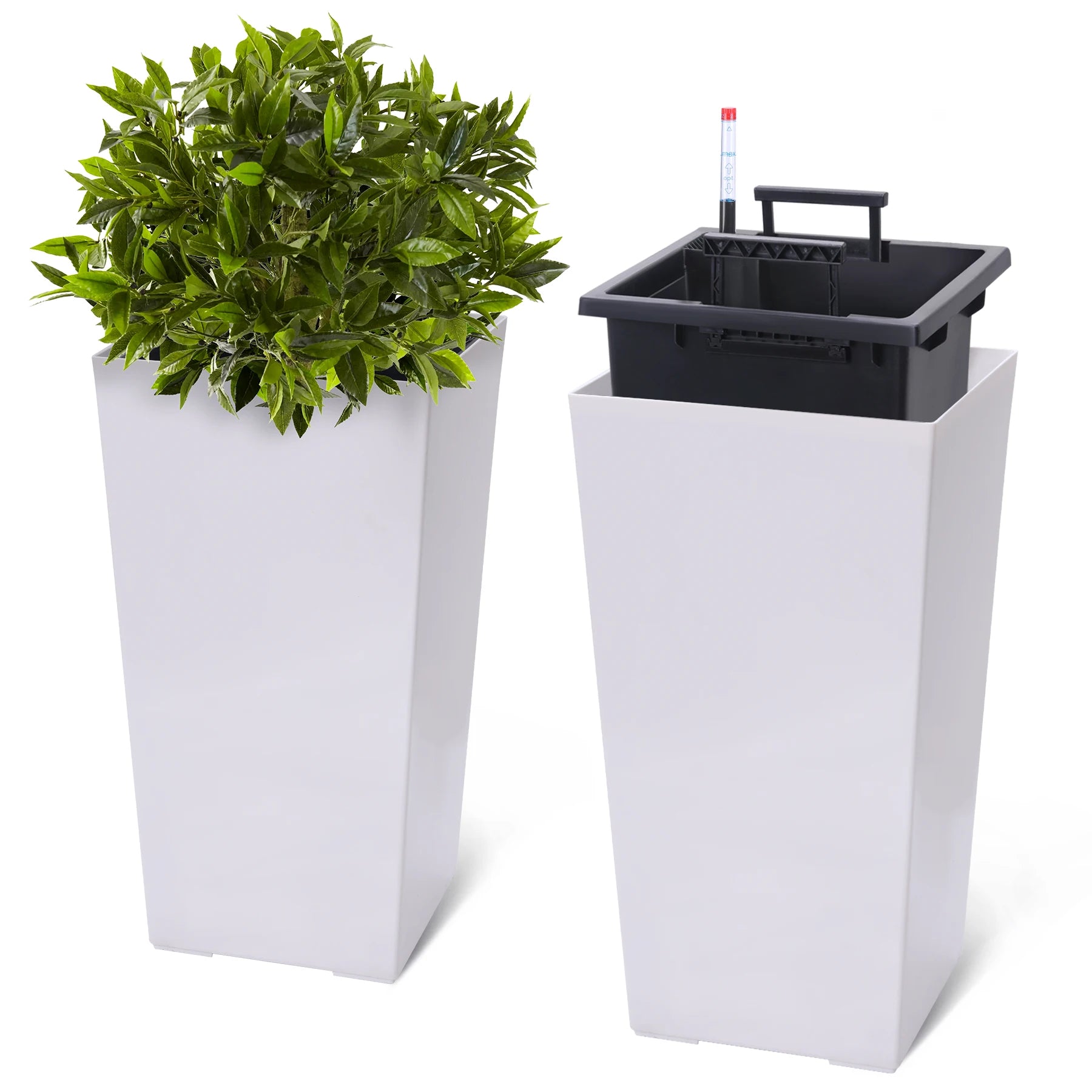 2pcs Outdoor Indoor Planter Pots with Drainage Holes Auto Watering,
