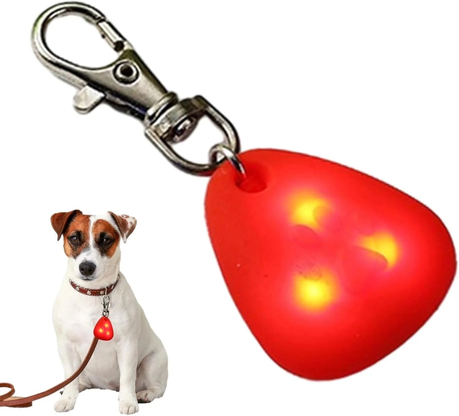 Clip-On Dog Safety Light for Night Walking, High Visibility Lightweight for All Pets, Red