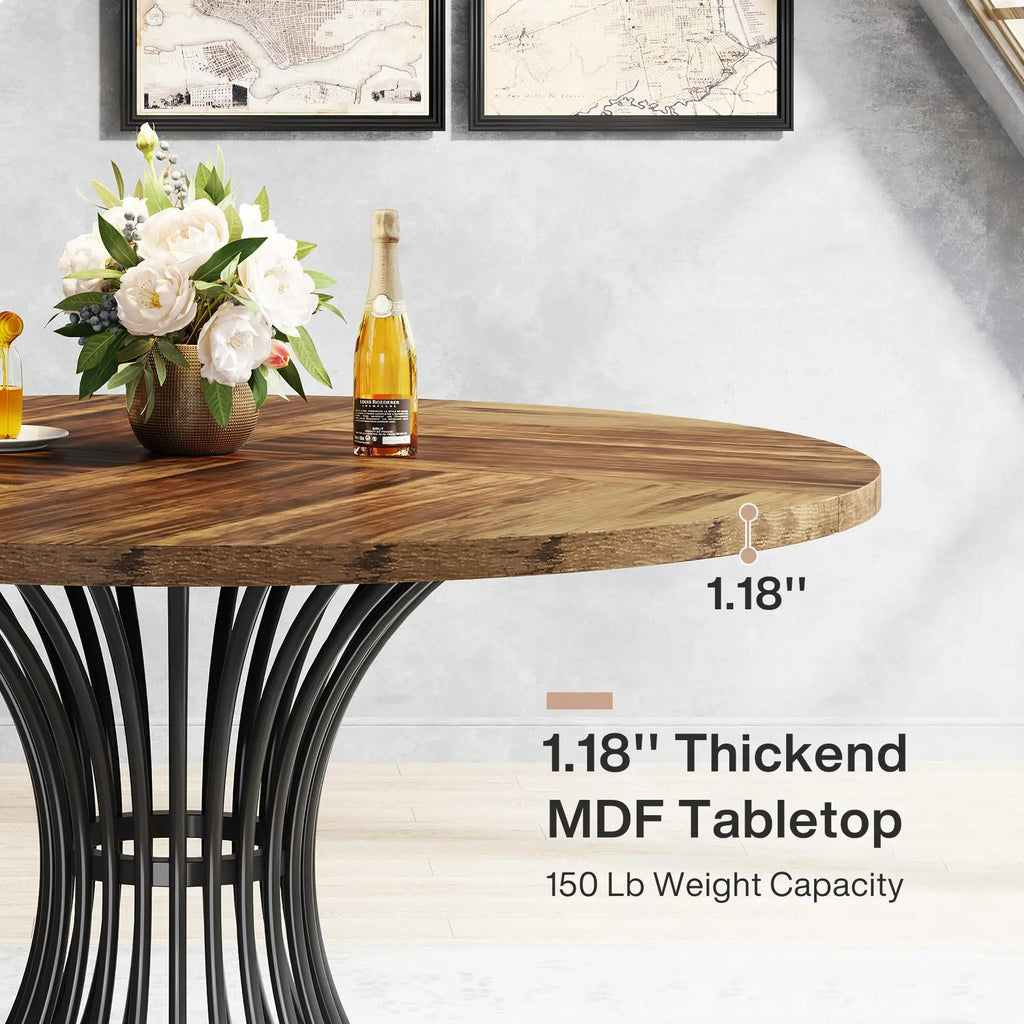47-Inch Farmhouse Round Dining Room  Kitchen Table,