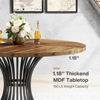 47-Inch Farmhouse Round Dining Room  Kitchen Table,