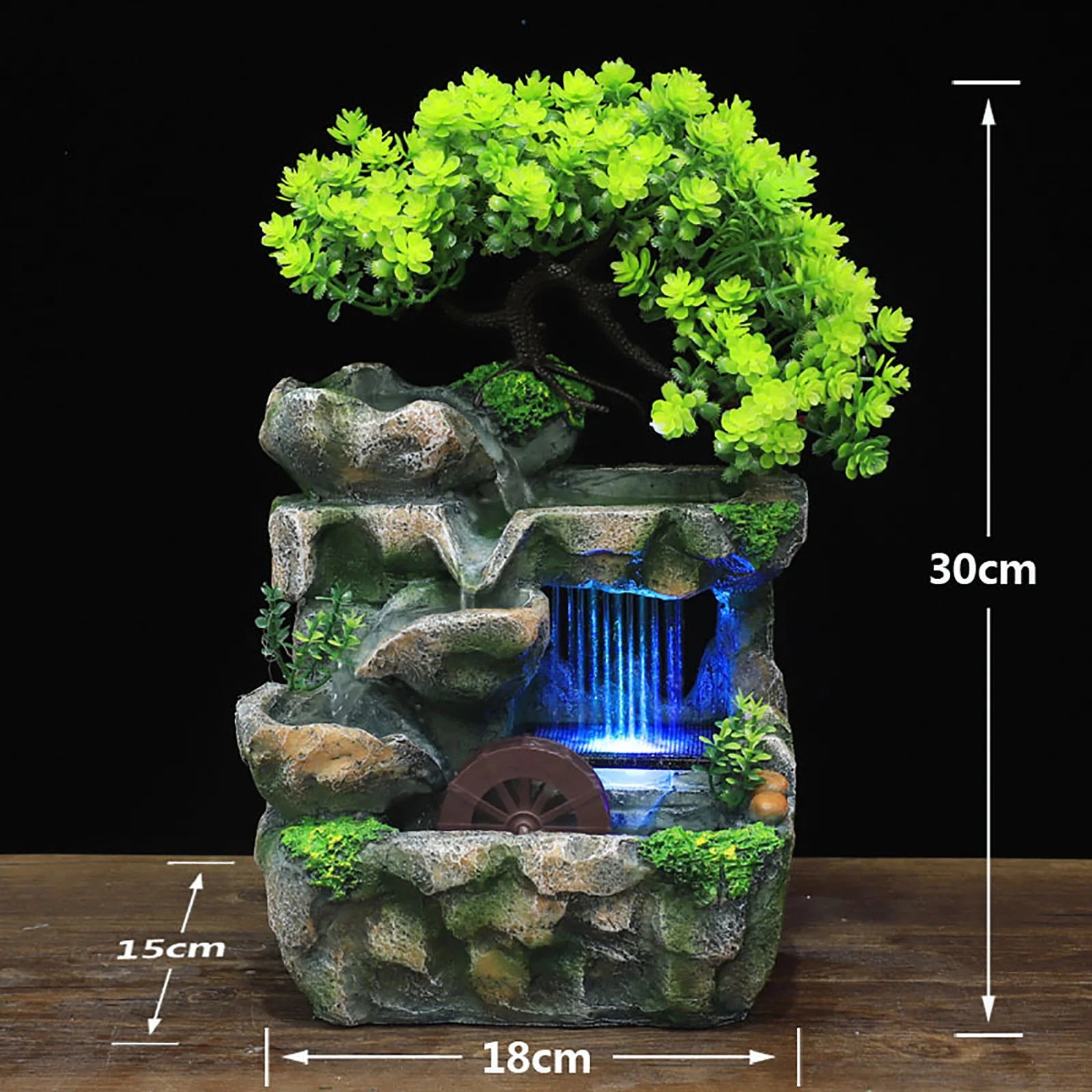 Indoor Fountain Waterfall Decoration with Color Changing LED Lighting