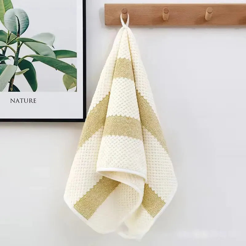 Bath Set Towel Washcloth Cotton Solid Color Soft Absorbent