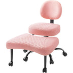 Ergonomic Criss Cross Legged Office Chair with Wheels, 360°Swivel Adjustable Height Kneeling Desk Chair with Footrest