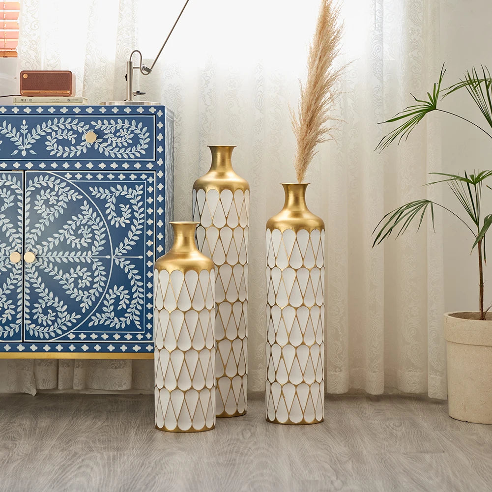 Floor Metal Vase 3-piece Set, Modern Drop-shaped