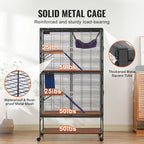 SucceBuy 64.6" Rolling Metal Ferret Cage Large 4-Tier Cage Small Animal Cage for Pet Rats Hamster Guinea