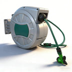 Retractable Garden Hose Reel – Wall Mounted 100FT Water Hose with 10 Pattern Spray Gun, 1/2 Inch Heavy Duty Auto Rewind Hose Cart for Yard,  7 Way Nozzle UV Resistant