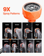 Retractable Garden Hose Wall Mounted Reel Heavy Duty with 9 Patterns Nozzle Swivel Bracket