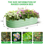 2-Pack Oval Galvanized Steel Raised Garden Bed Open Base Safety Edge Planter Box