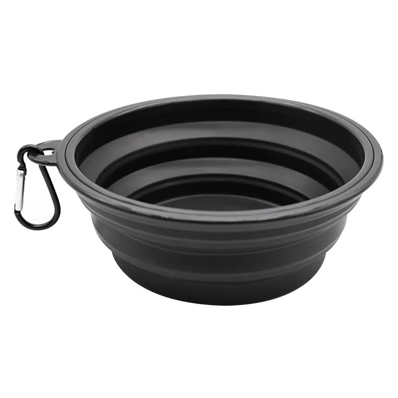 Folding Portable Silicone Dog Feeder Bowl with Carabiner Bottle Food Water Container