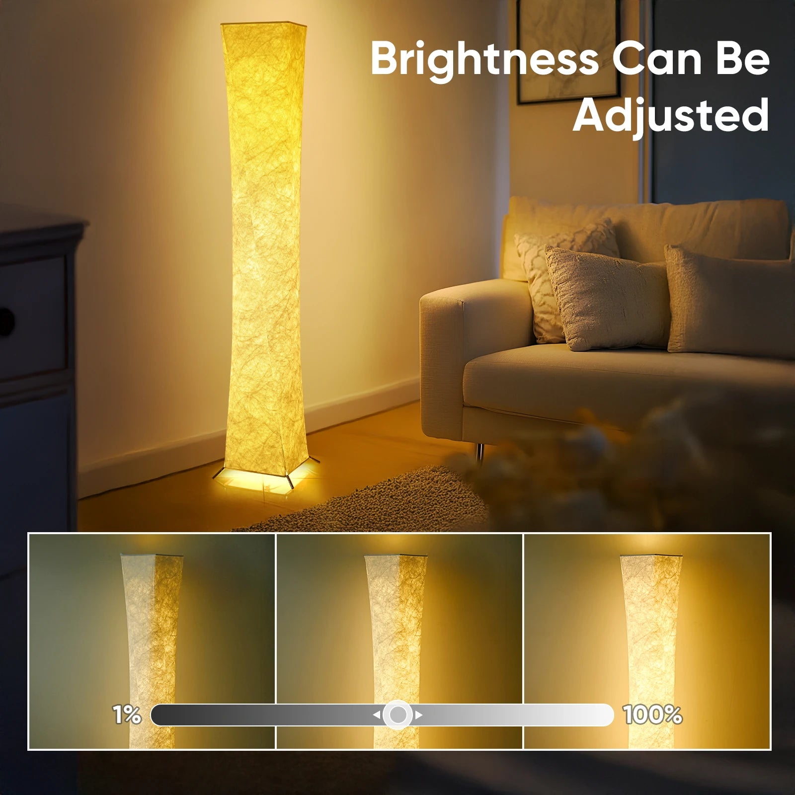 Soft Light Floor Lamp, 52" 3000K LED Tyvek Fabric Shade