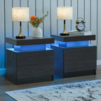 2 LED Nightstands with 2 Drawers,