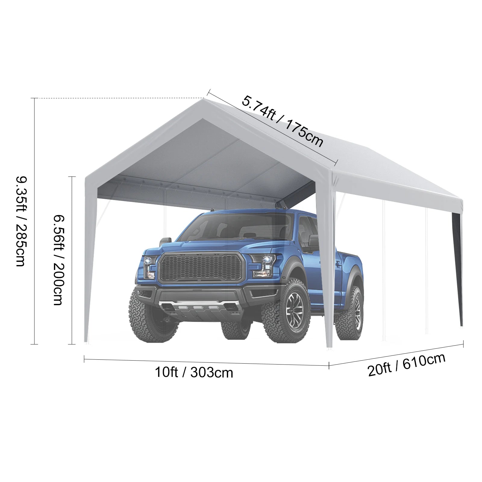 Carport Replacement Canopy Cover Heavy-Duty Waterproof & UV Protected with Ball Bungees
