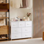 Wardrobe Dresser With 5/7/10 White Fabric Drawers