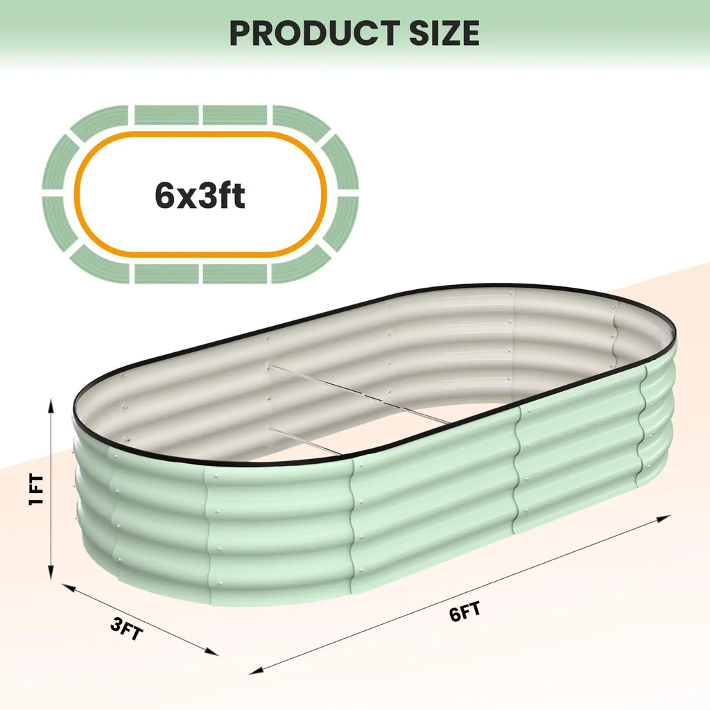 2-Pack Oval Galvanized Steel Raised Garden Bed Open Base Safety Edge Planter Box