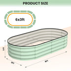 2-Pack Oval Galvanized Steel Raised Garden Bed Open Base Safety Edge Planter Box