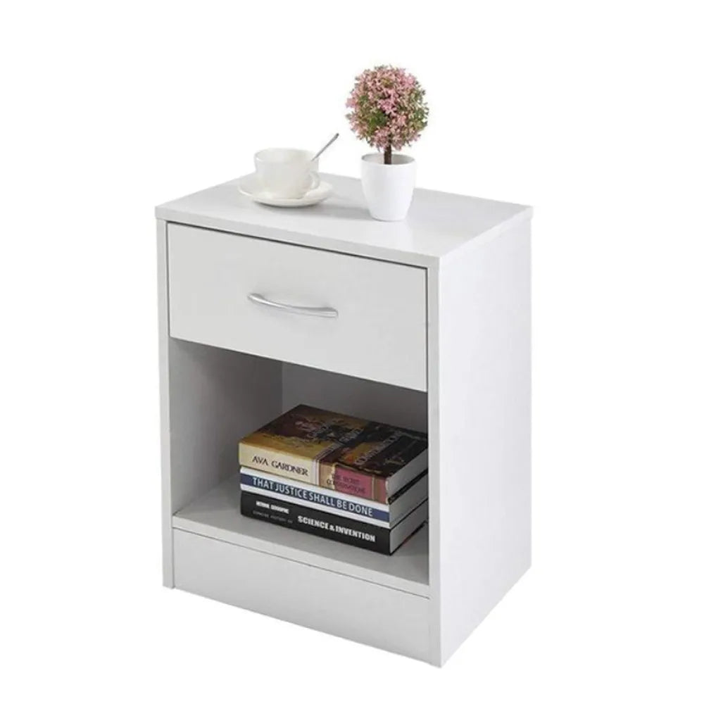 2 Wood Shelf Bedroom End Tables with Storage