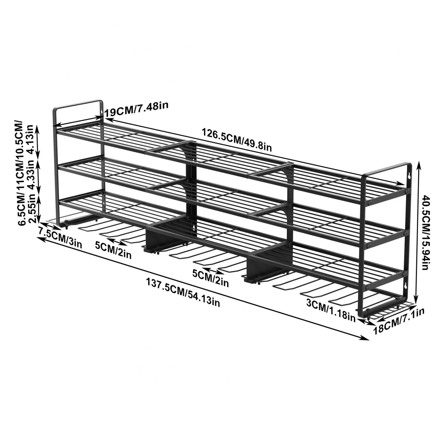 138CM Long Large Power Tool Organizer Rack for Garage Wall Organization Drill Holder Heavy Duty Metal Tool Shelf Holds 12 Cordless Drills