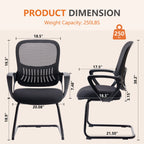 Ergonomic Office Chair No Wheels with Comfy Armrest and Mesh Lumbar Support Back Basket Design