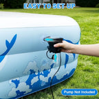Backyard outdoor inflatable swimming pool for kids and adults, durable thickened PVC, multicolor 7-color LED light solar-powered