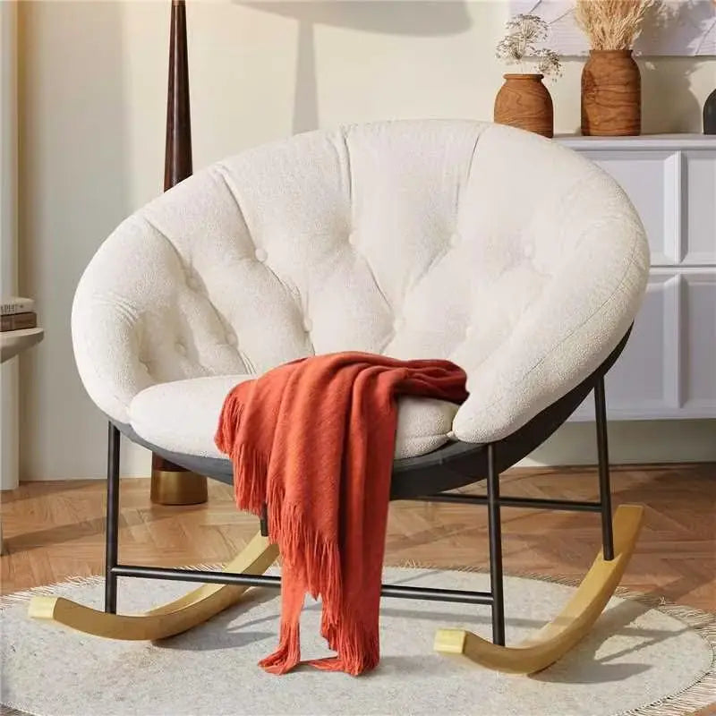 Wide Comfy Saucer Nursery Rocking Chairs with Removable Cushion,